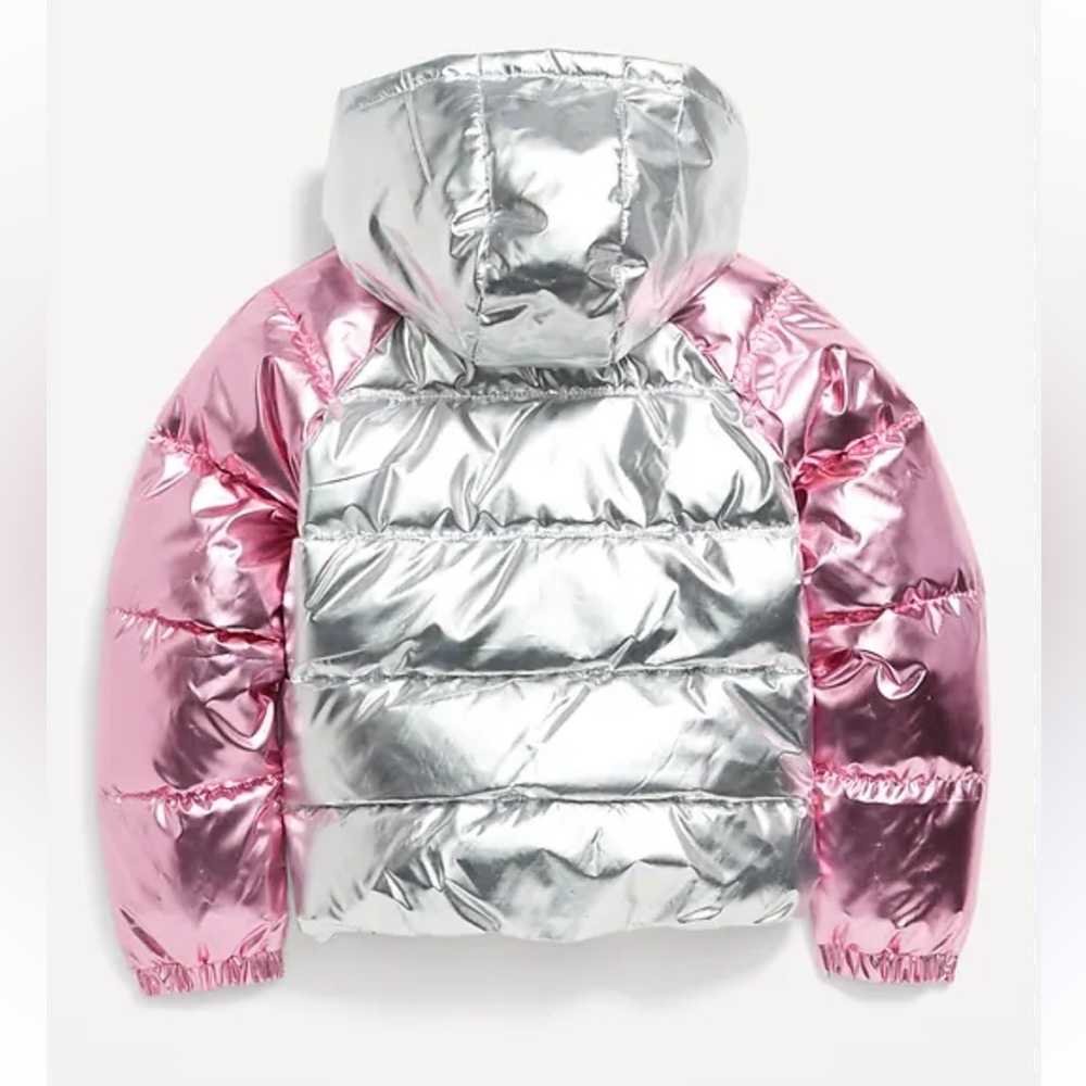 Old Navy Pink & Silver Metallic Puffer